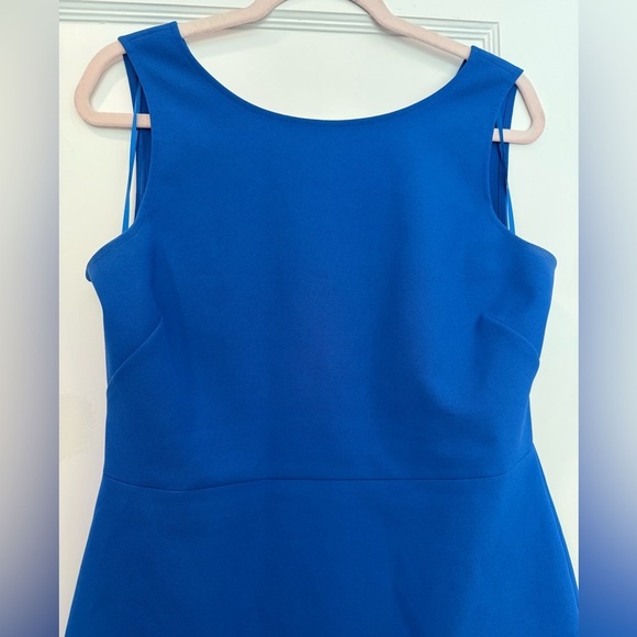 J. Crew Vibrant Blue Scalloped V-Back Jewel Neck Dress Size 12 - Picture 2 of 7